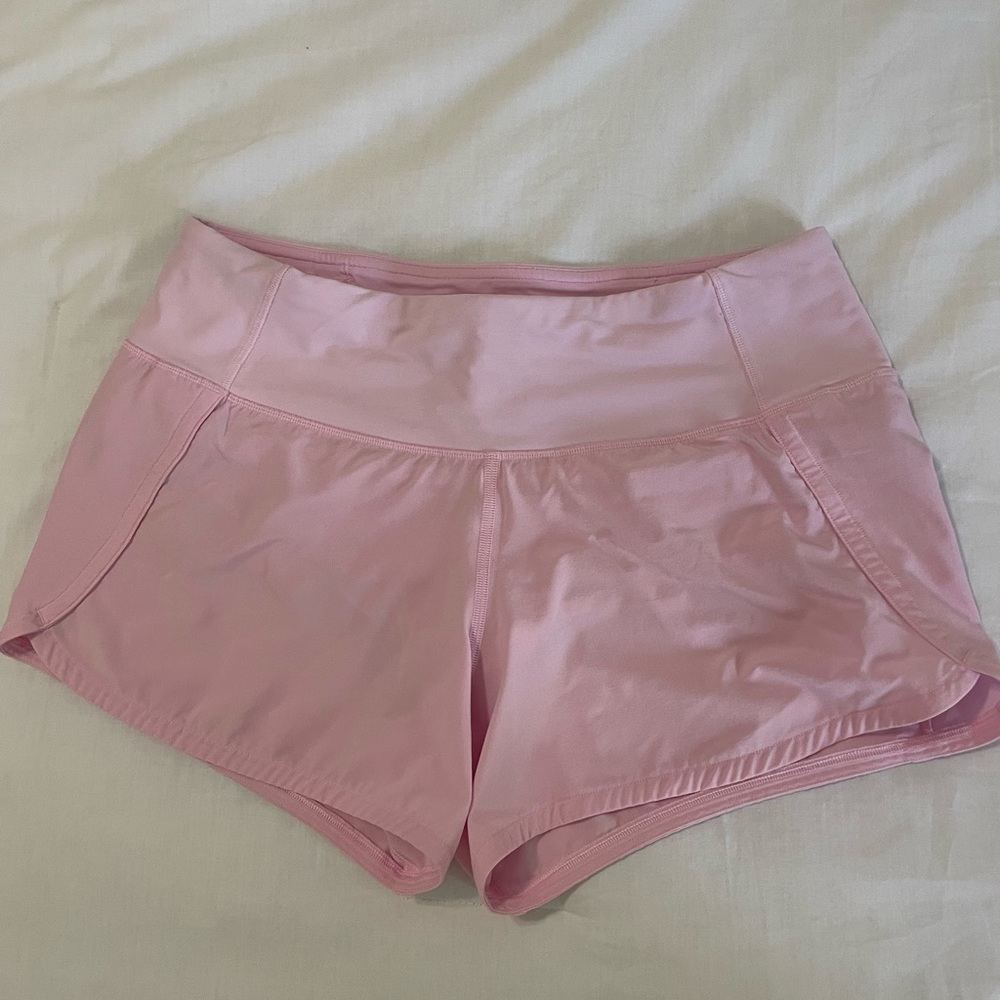Lululemon speed short 4 way stretch 4 inch inseam. Light pink
